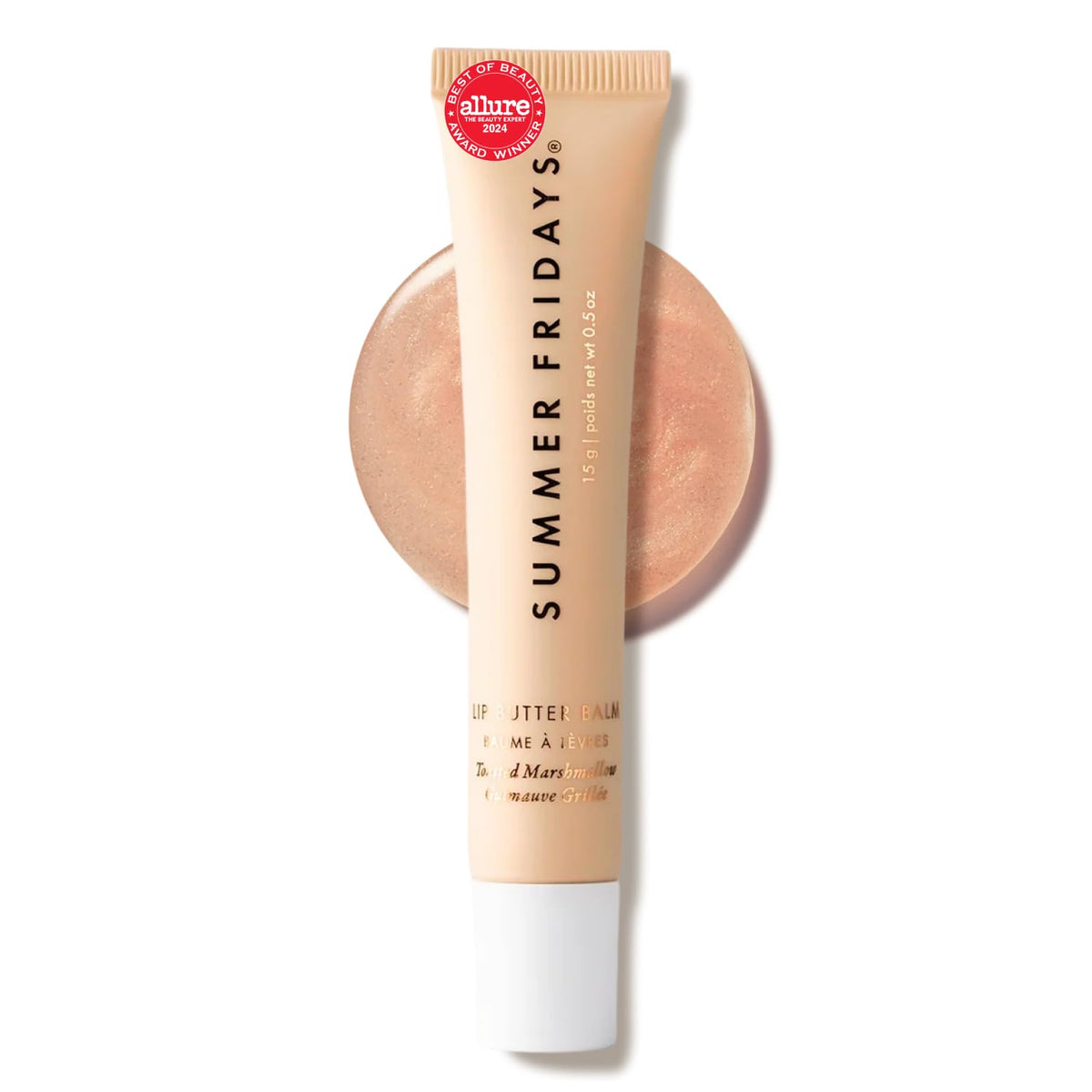 Summer Fridays Lip Butter Balm - Moisturizing Lip Gloss for Instant Shine + Sheer Color - With Nourishing Shea Butter - Everyday Makeup + Skin Care Summer Essentials - Vegan - Vanilla Beige (.5 Oz)