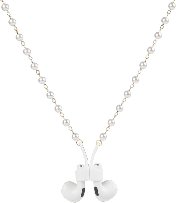 Anti-Lost Neck Strap Holder Magnetic Gold Leash Pearl Chain Necklace Compatible With Airpods Pro 3 2 1