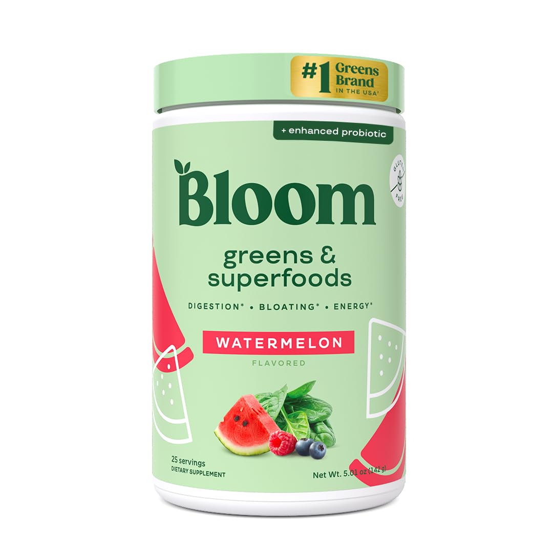Bloom Nutrition Superfood Greens Powder, Digestive Enzymes with Probiotics and Prebiotics, Gut Health, Bloating Relief for Women, Chlorella, Green Juice Mix with Beet Root Powder, 30 SVG, Original
