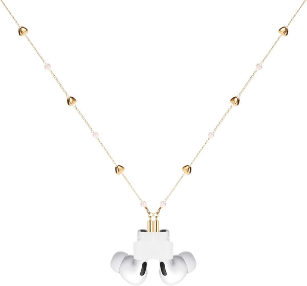 Female Magnetic Cute Gold Love Heart Beads Strap Holder Necklace Which Compatible with Airpods Pro 3 2 1
