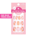 Olive & June Super Stick Press-On Nails, Taffy Bright Pink, Short, Round | No glue needed; 32 non-toxic tab nails in 16 sizes, easy on-off, non-damaging, 7-day wear; salon-quality mani at home