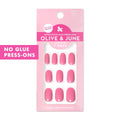 Olive & June Super Stick Press-On Nails, Taffy Bright Pink, Short, Round | No glue needed; 32 non-toxic tab nails in 16 sizes, easy on-off, non-damaging, 7-day wear; salon-quality mani at home