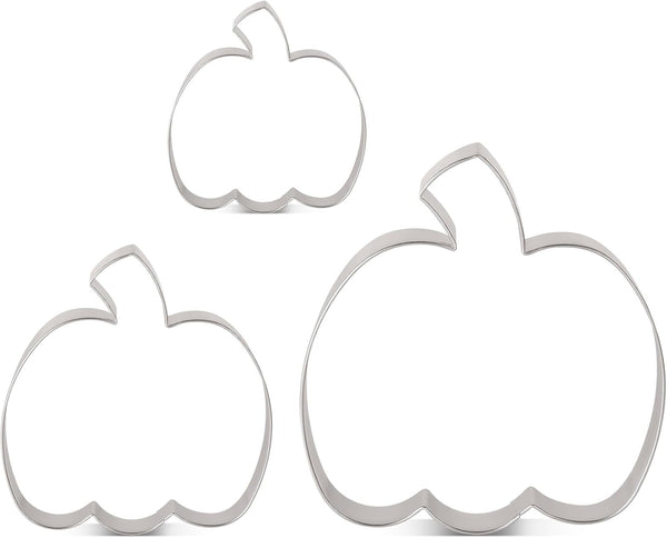 LILIAO Pumpkin Cookie Cutters 3-Pc Set, 3 Sizes: 4.56", 3.34", 2.36"