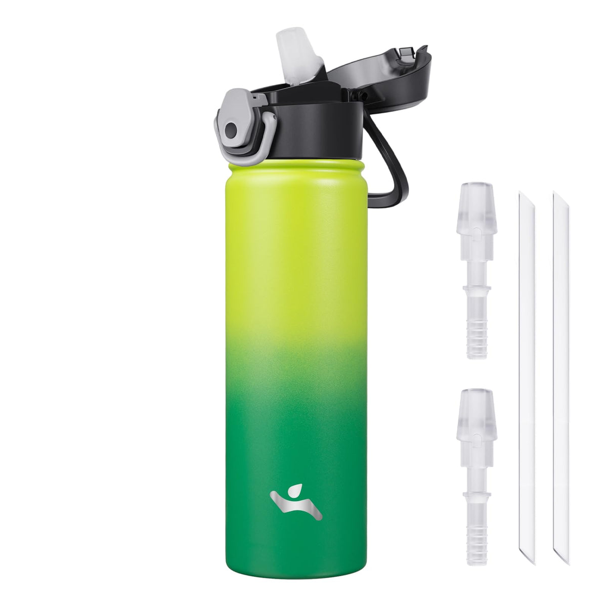 Konokyo 18 oz Insulated Water Bottle with Straw Lid, Stainless Steel Vacuum Sports Water Bottle, Leak-Proof Reusable Metal Flask with Carry Loop, BPA-Free Travel Bottle for Gym, School, Office