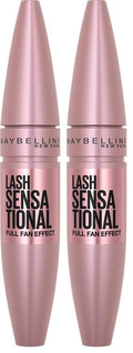Maybelline Lash Sensational Washable Mascara, Lengthening and Volumizing for a Full Fan Effect, Blackest Black, 1 Count