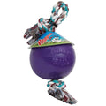 Jolly Pets Romp-n-Roll Rope and Ball Dog Toy, 6 Inches/Medium, Blueberry, Model Number: 606 BB, All Breed Sizes