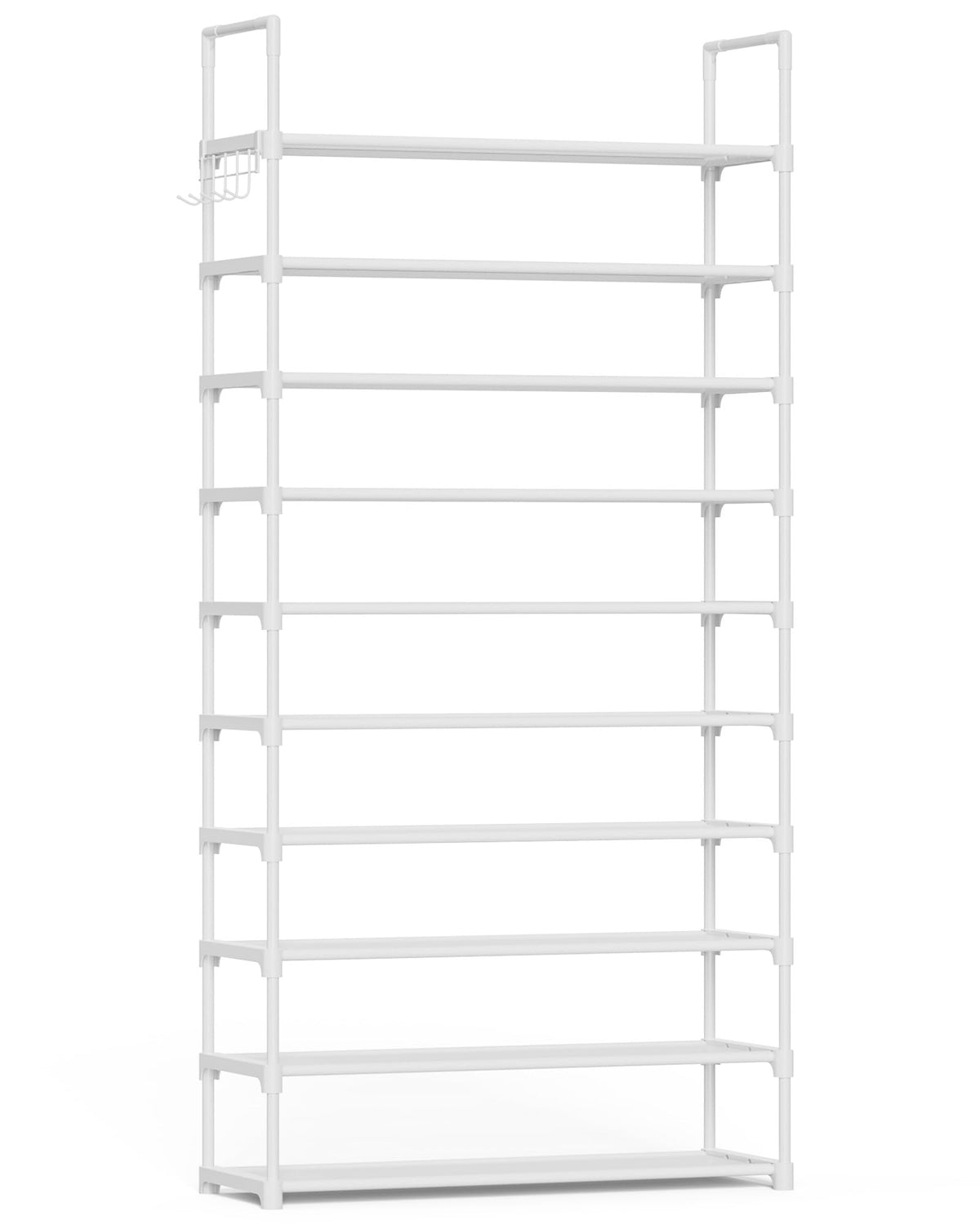 Kitsure 10 Tier Shoe Rack, Tall Shoe Organizer, 32.2" Wide, Black | Large-Capacity Shoe Storage with Hooks, Shoe Shelf for Closet, Entryway, Bedroom, Living Room, Zapateras Organizer