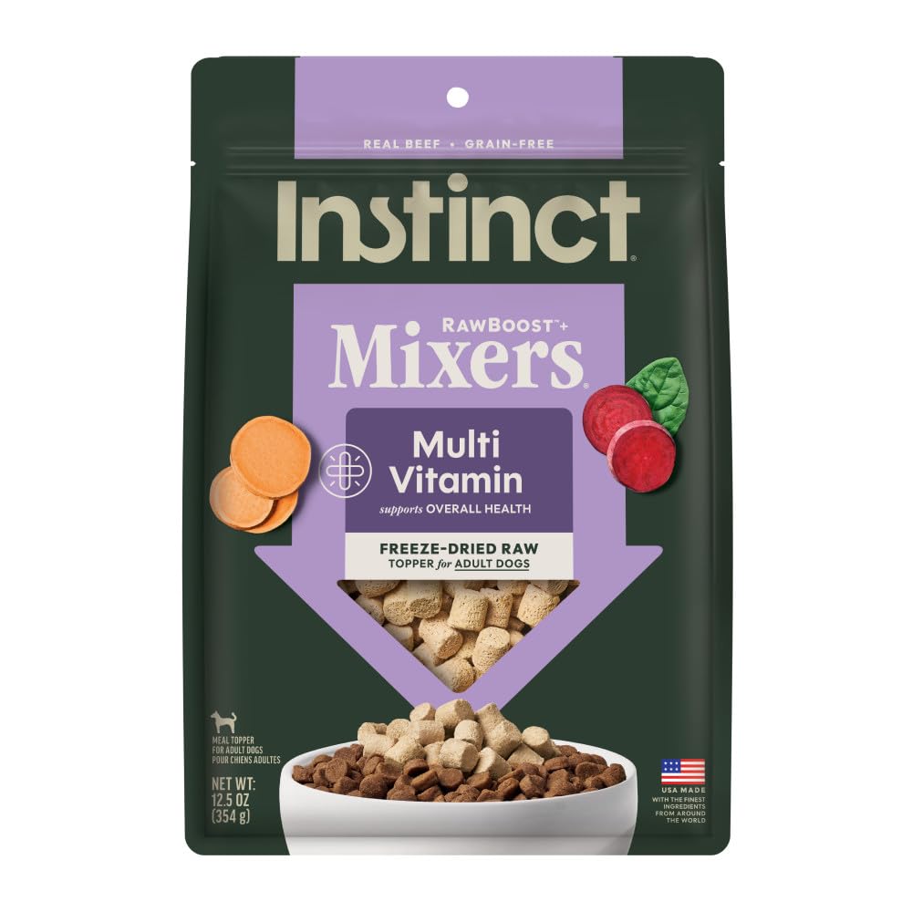 Instinct RawBoost Mixers, Freeze Dried Dog Food Topper, Grain-Free Recipe - All Natural Beef, 14 oz. Bag