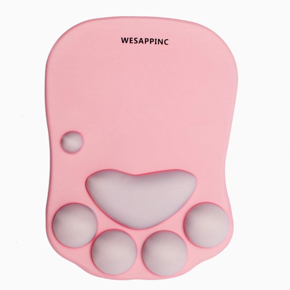 WESAPPINC Cat Paw Mouse Pad with Wrist Support Soft Silicone Wrist Rests Non Slip Ergonomic Mousepad for Office Computer Gaming Desk Decor (10.7x7.8x0.9'') (Black Cherry), large