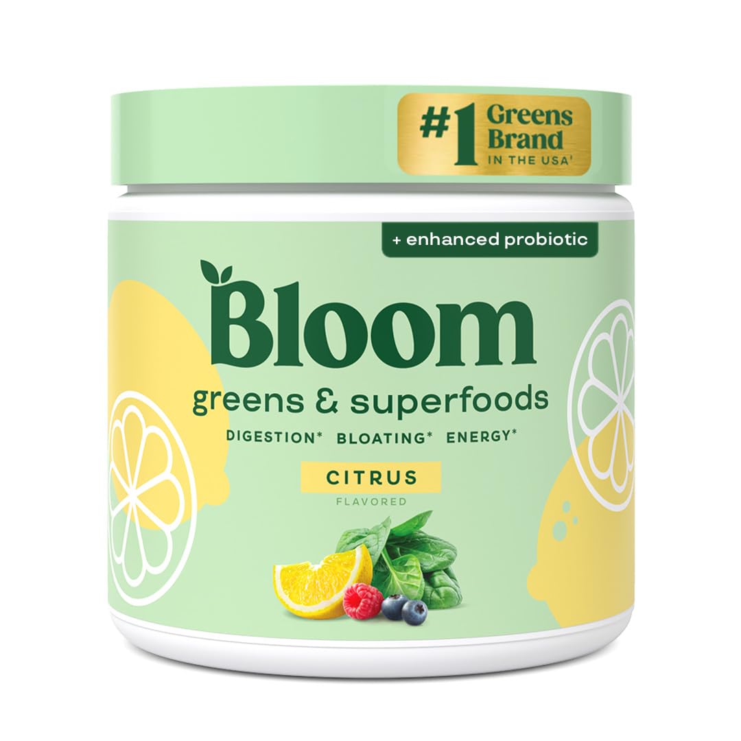 Bloom Nutrition Superfood Greens Powder, Digestive Enzymes with Probiotics and Prebiotics, Gut Health, Bloating Relief for Women, Chlorella, Green Juice Mix with Beet Root Powder, 30 SVG, Original