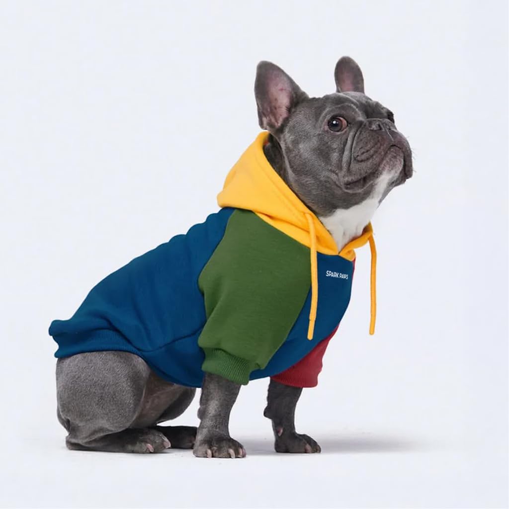 Spark Paws Dog Hoodie – Premium Dog Sweater for Small, Medium, and Large Dogs | Warm Outfits for French Bulldogs, Pitbull, Puppy, Winter Jacket Alternative - Slate Blue - XL
