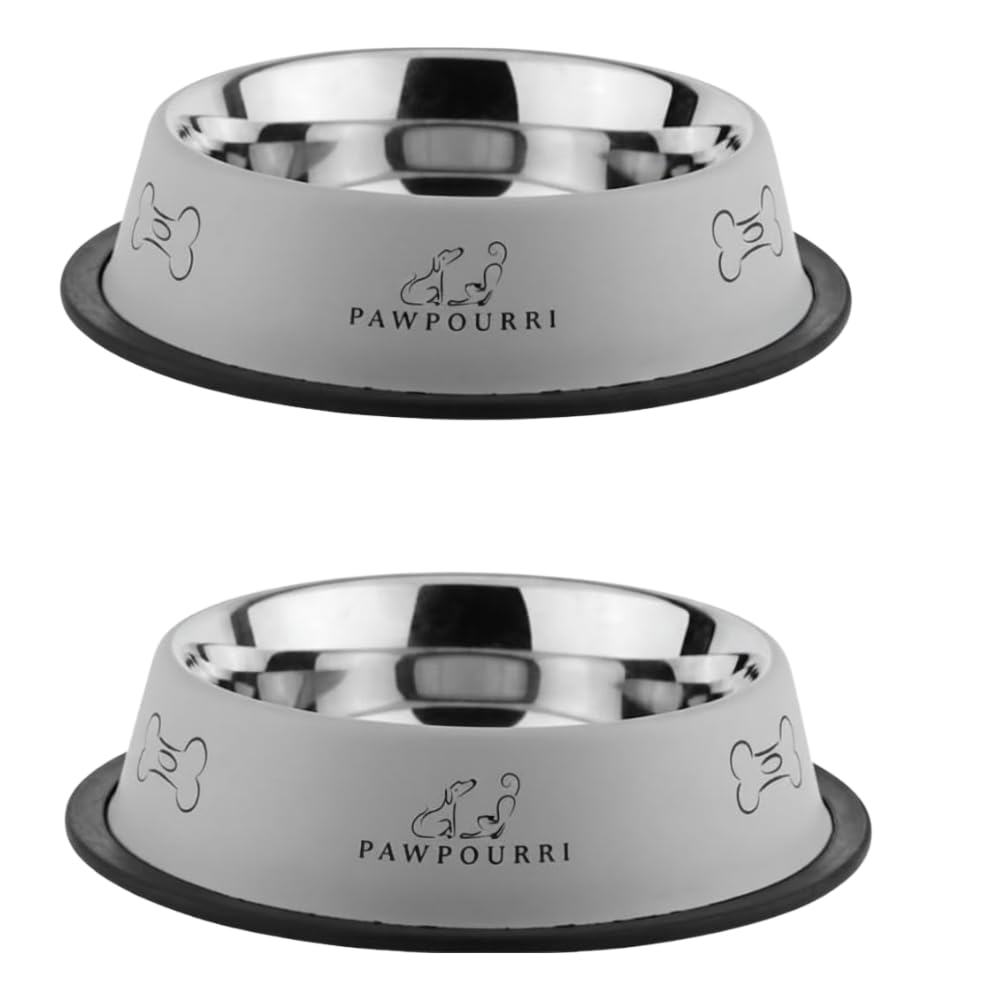 2Pc Stainless Steel Dog Bowls Set - Non-Slip Food and Water Bowl 16 Oz - Dishwasher-Safe, Rust Resistant Steel Pet Bowls for Small Dogs & Puppies | Durable Dog Feeding Bowl - Orange