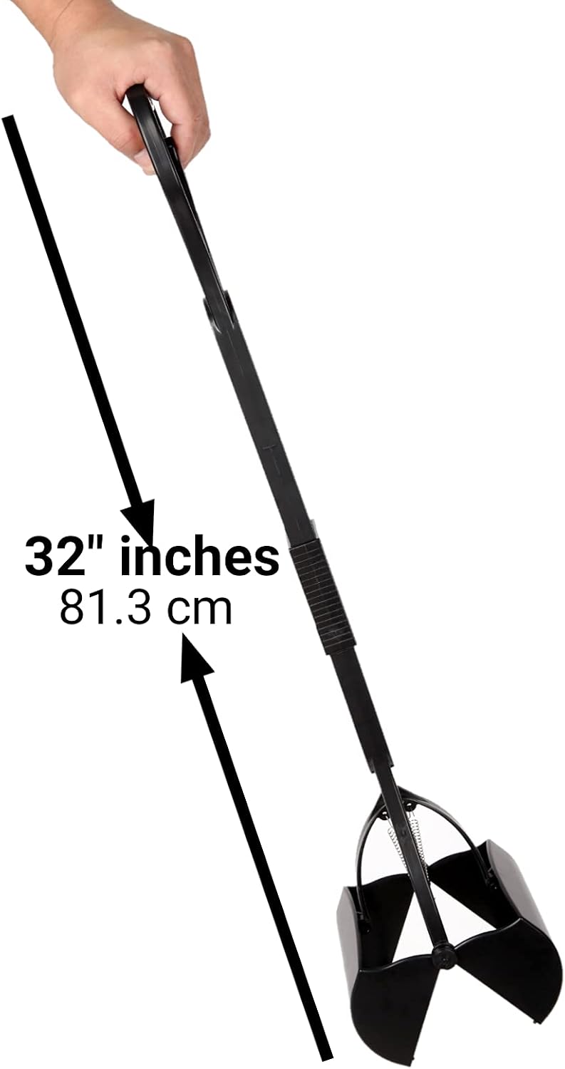 Mr. Peanut's 32" Tall Profile Pooper Scooper, ABS Frame & Waste Bin with Double Spring Clamp, Lightweight Design, Simple One Click Assembly