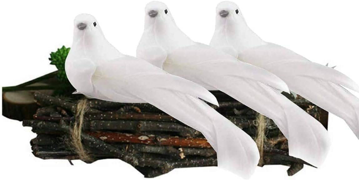 UWIOFF 12 Pcs Artificial White Dove Birds Clip On Christmas Tree Ornament