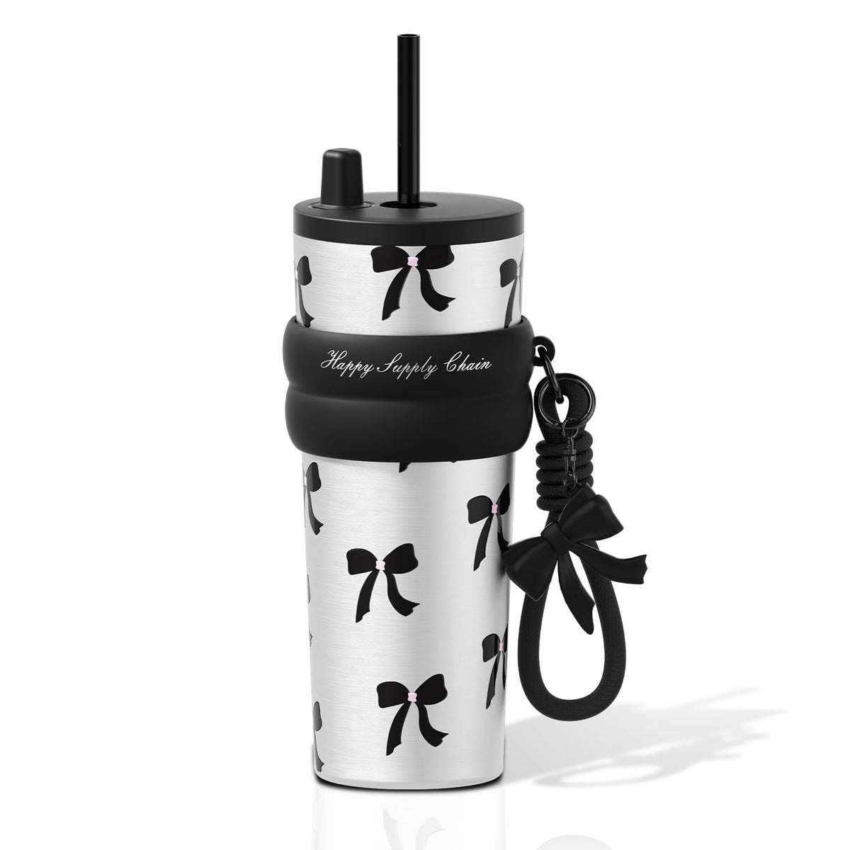 SDGA+ 24 oz Stainless Steel Tumbler with Lid and Straw, Insulated Water Bottle Leak Proof for Hot and Cold, Portable Travel Coffee Mug, Reusable Coffee Cup for Women, Cherry