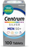 Centrum Silver Multivitamin for Men 50 Plus, Multimineral Supplement, Vitamin D3, B-Vitamins and Zinc, Gluten Free, Non-GMO Ingredients, Supports Memory and Cognition in Older Adults - 100 Ct