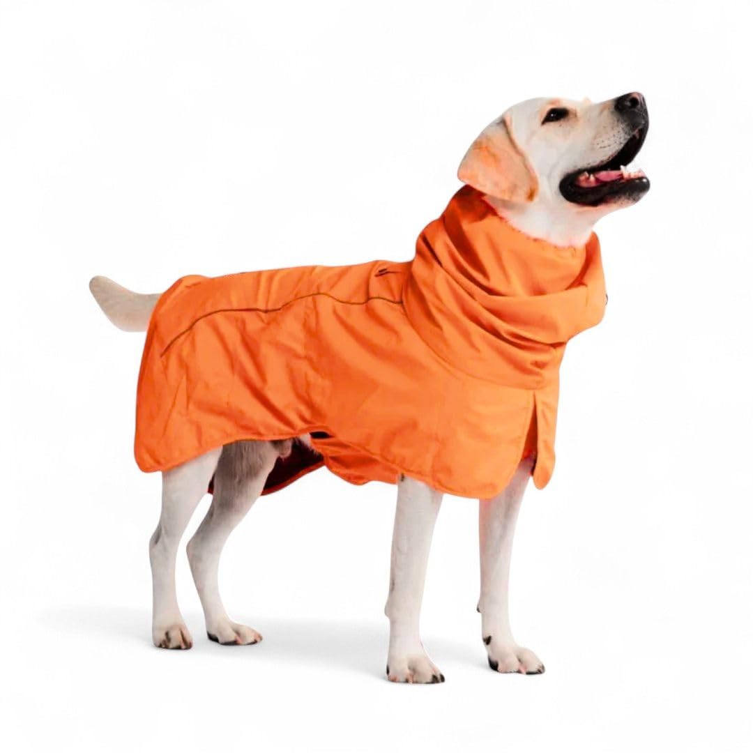 Spark Paws Dog Raincoat, Waterproof Windproof Rain Jacket, for Small Medium Large Extra Large Dogs, Reflective Breathable Full-Body Coverage Dry Suit - Neon White Navy Blue, 2XL
