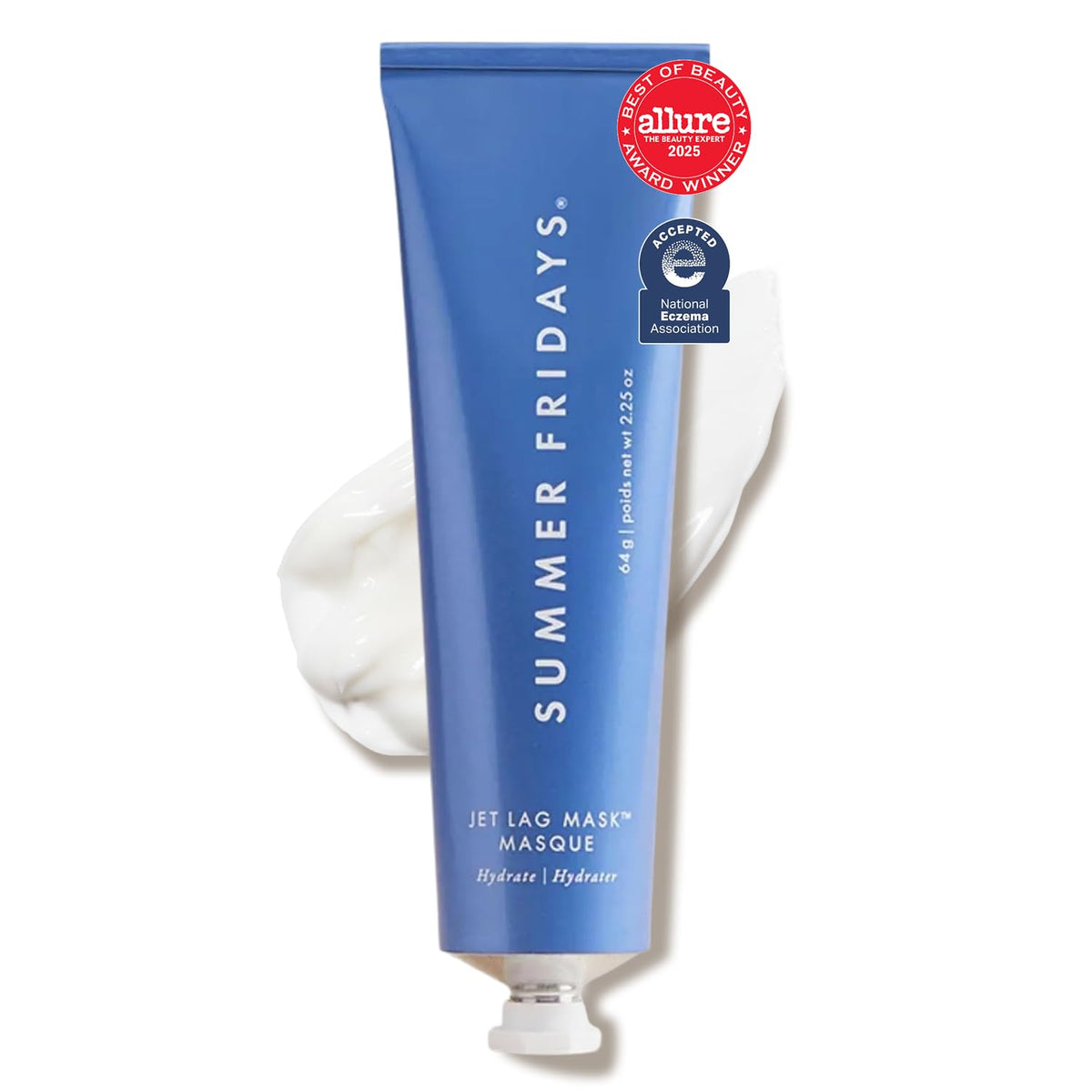 Summer Fridays Mini Jet Lag Mask - Hydrating Overnight Face Mask, Moisturizer + Eye Cream - Enriched with Hyaluronic Acid, Niacinamide, + Antioxidants - Multitasking Travel Size Skin Care (1 Oz)