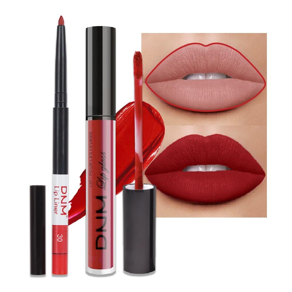 evpct 3Pcs Dark Ruby Fire Red Matte Liquid Lipstick Lip Stain Lipgloss sets for Women 24 Hour Red Matte Lipstick Long Lasting Smudge Proof