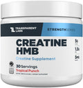 Transparent Labs Creatine HMB - Creatine Monohydrate Powder with HMB for Muscle Growth, Increased Strength, Enhanced Energy Output, and Improved Athletic Performance - 30 Servings, Strawberry Lemonade