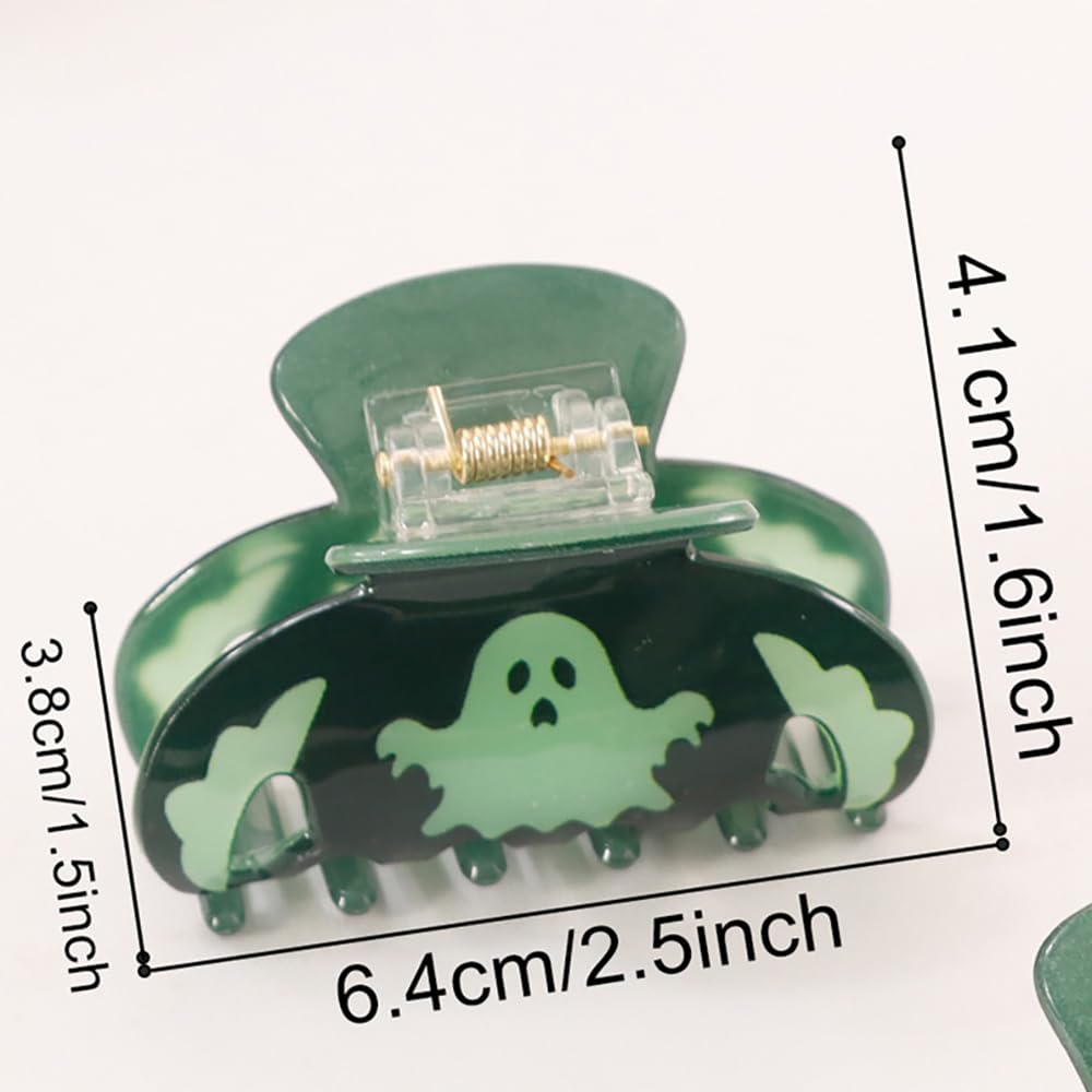 Halloween Ghost Hair Clips Luminous Ghost Hair Claw Clip Dark Style Bat Wing Hair Clip Glossy Acrylic Small Jaw Hair Clips Non Slip Strong Hold Hair Catch Barrette Hair Accessories for Women 1PC