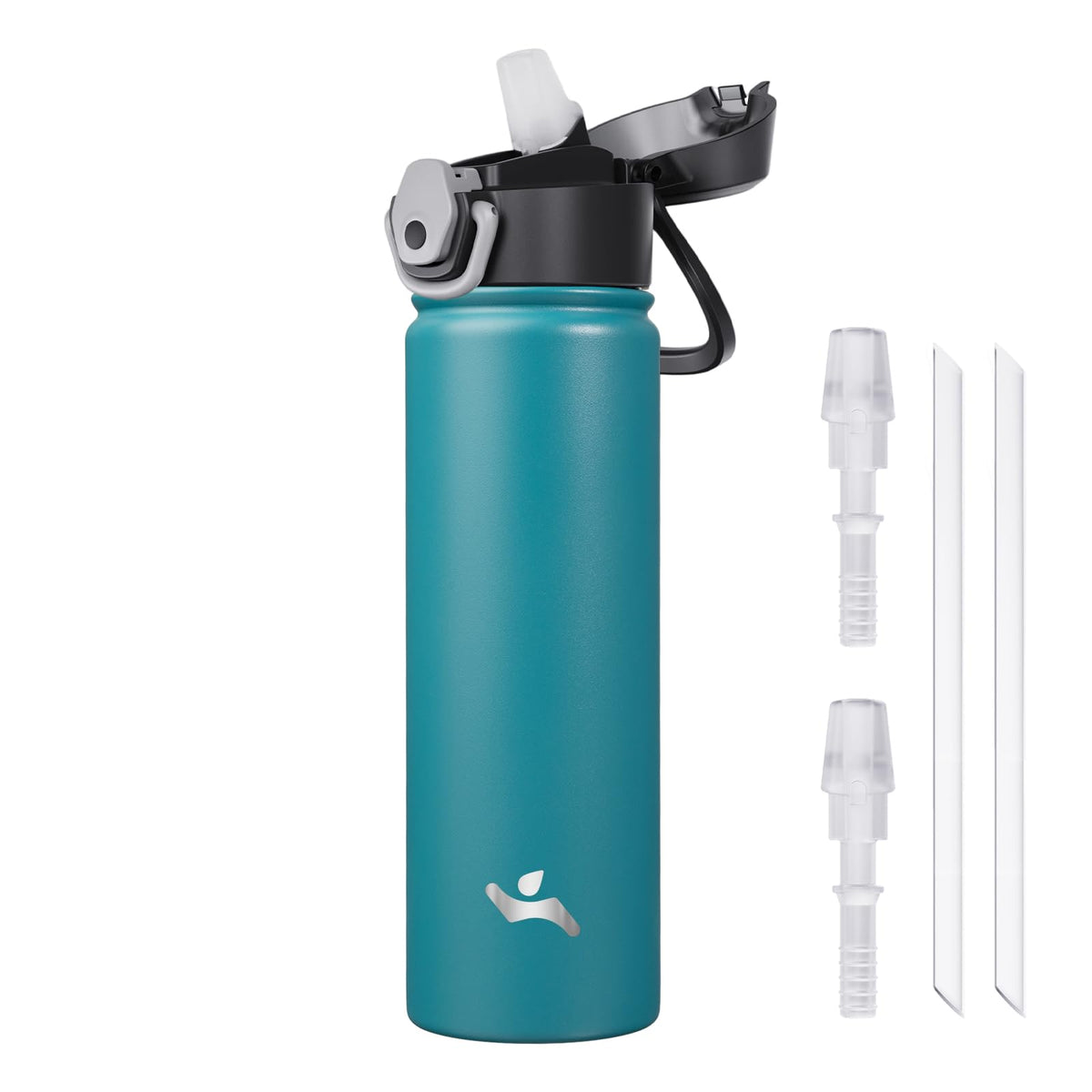 Konokyo 18 oz Insulated Water Bottle with Straw Lid, Stainless Steel Vacuum Sports Water Bottle, Leak-Proof Reusable Metal Flask with Carry Loop, BPA-Free Travel Bottle for Gym, School, Office