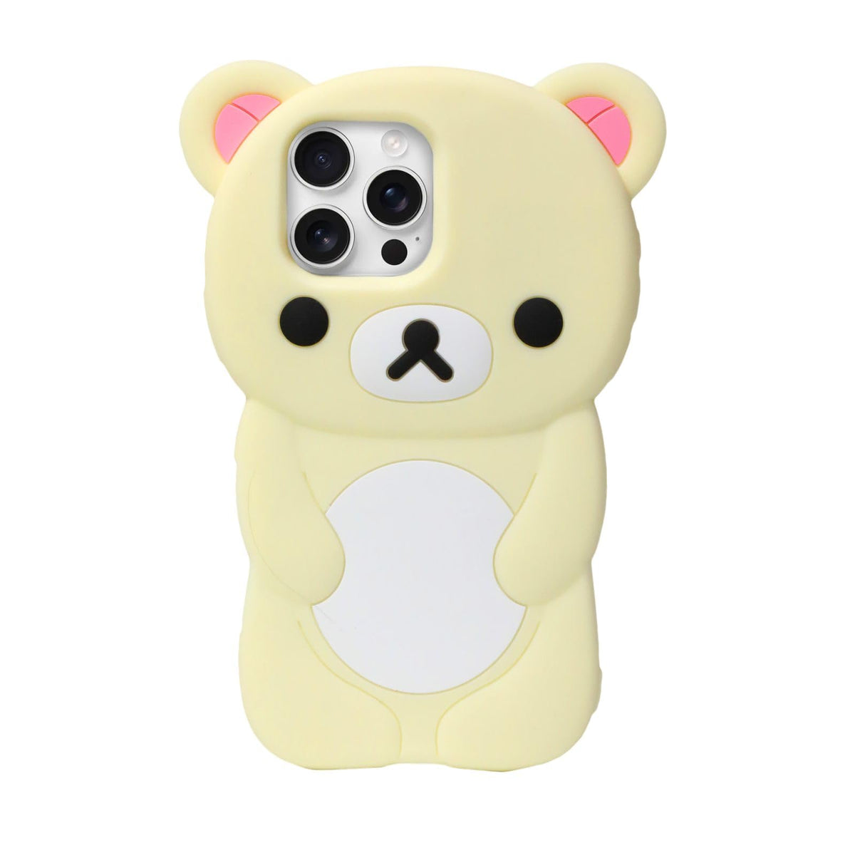 IAIYOXI Soft Silicone Bear Case for iPhone 15, Cute 3D Cartoon Teddy Bear Designed, Protective Lovely Fun Adorable Fashion Phone Case, Kawaii Cover for Women Girls Kids, Yellow
