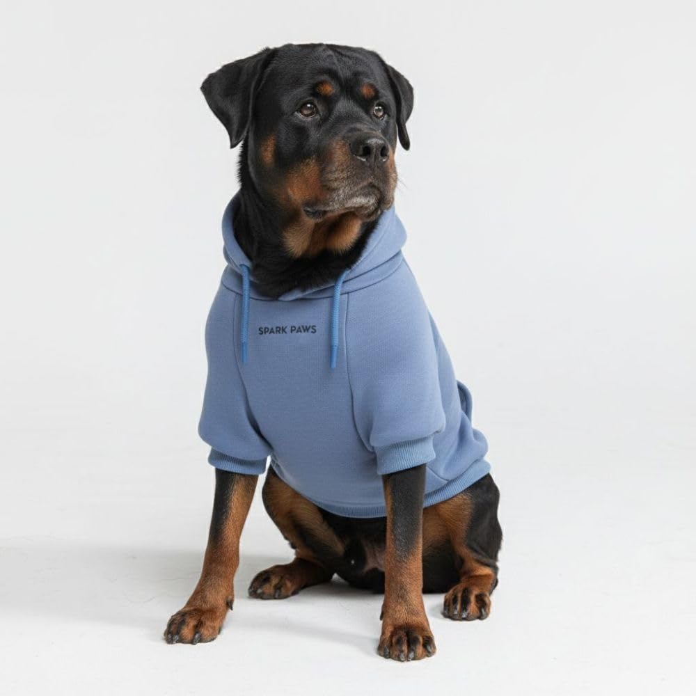 Spark Paws Dog Hoodie – Premium Dog Sweater for Small, Medium, and Large Dogs | Warm Outfits for French Bulldogs, Pitbull, Puppy, Winter Jacket Alternative - Slate Blue - XL