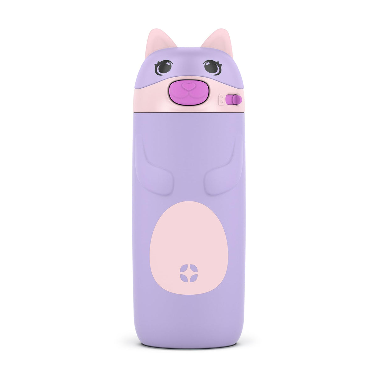Ello Ellies 12oz Stainless Steel Leakproof Kids Water Bottle, Dog | Insulated kids water bottle with straw, leakproof locking lid, carry handle, and stainless steel fun animal design for school