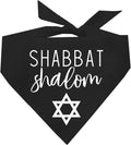 Shabbat Shalom Dog Bandana | 100% Cotton | Made in USA | Passover | Hanukkah | Yom Kippur | Rosh Hashanah | Jewish Celebration | Bar & Bat Mitzvah | Black, One Size (75)