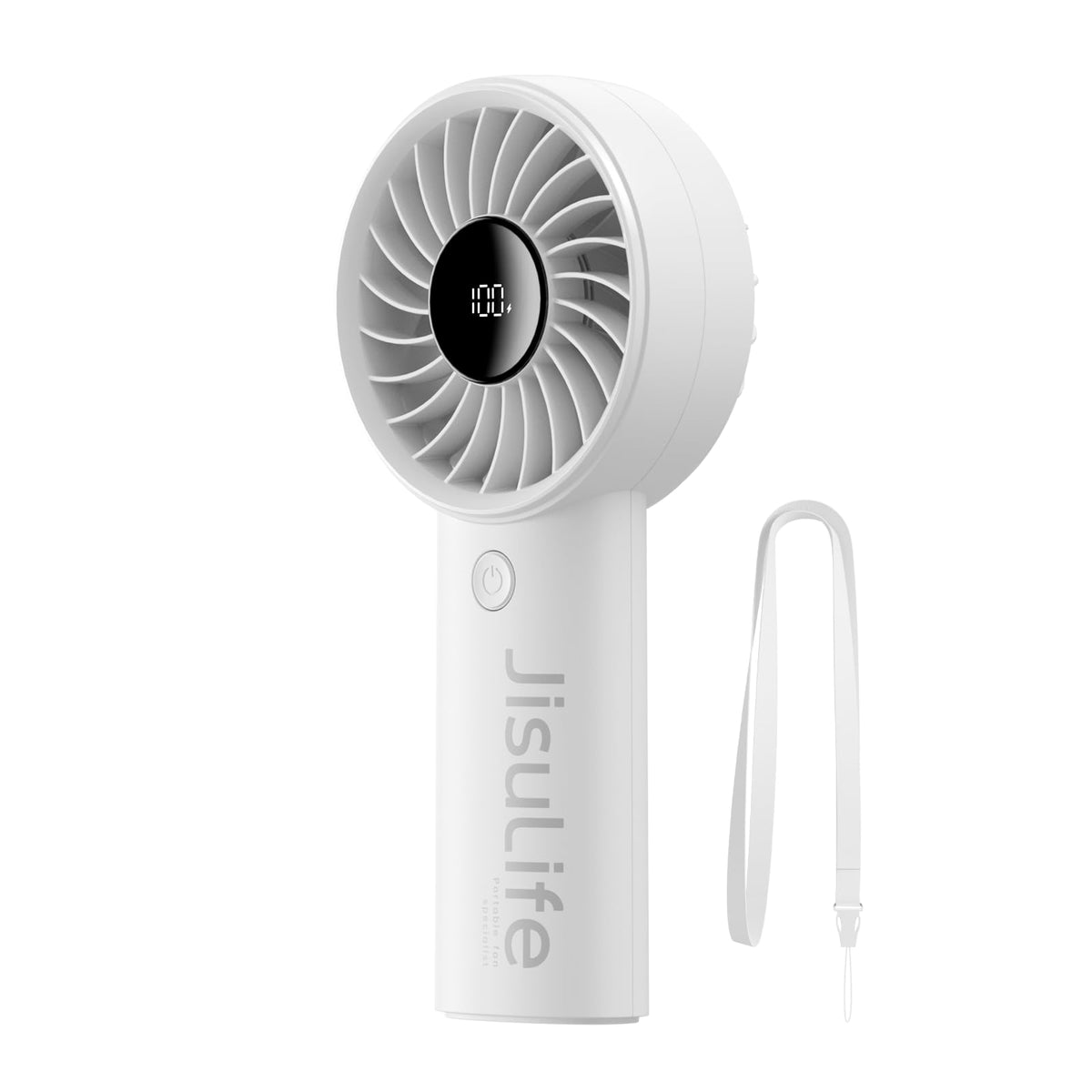 JISULIFE Handheld Portable Fan, 5000mAh Stronger and Longer-Lasting Battery | 5 Speeds, 12-Blade Turbo For Powerful Wider Wind, LED Display, Rechargeable Personal Fan for Travel Concerts Makeup-Black