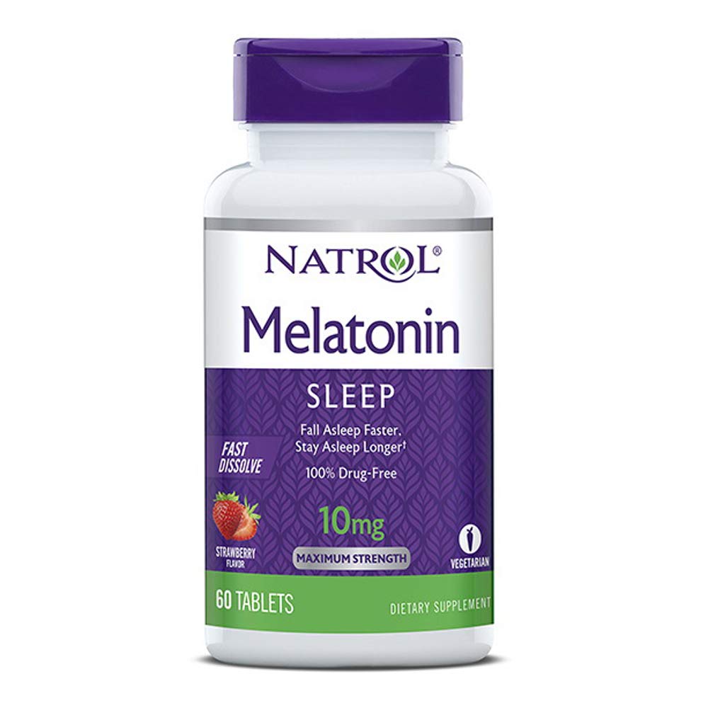 Natrol Melatonin 10mg Fast Dissolve Tablets - Strawberry Flavor, 100 Count, Sleep Aids for Adults, Fast Dissolve Melatonin for Adults, 100-Day Supply