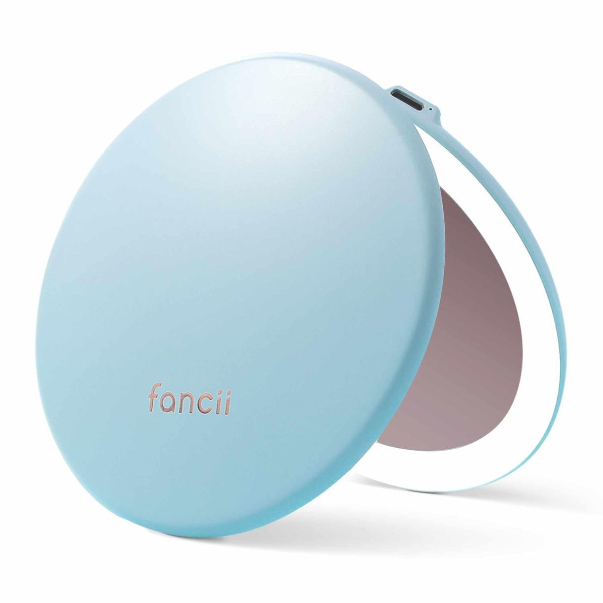 Fancii Taylor LED Lighted Travel Makeup Mirror, Rechargeable with 10x/1x Magnifying & 3 Light Settings - Compact, Portable, Large 5” Wide Hand Mirror for Handbag and Purses (Black)