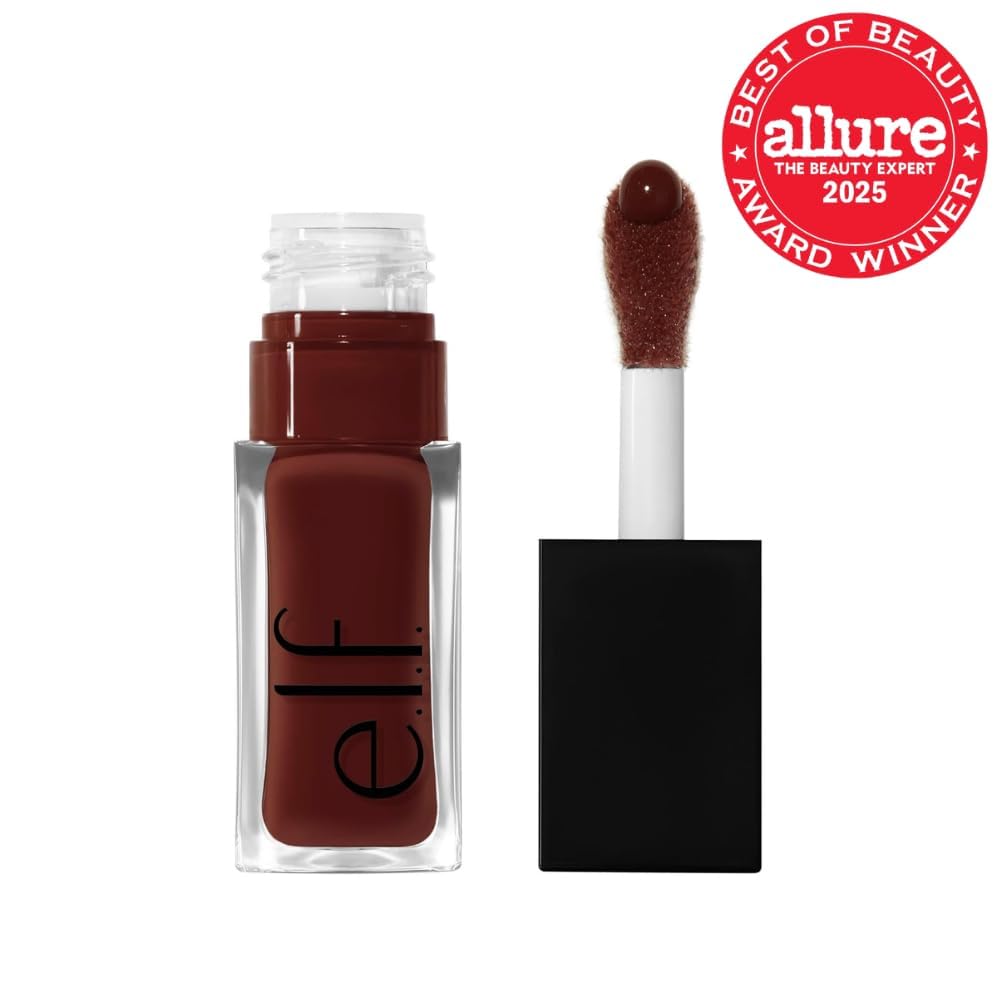 e.l.f. Glow Reviver Lip Oil, Tinted, Hydrating & Non-Sticky, Hot as Fudge