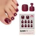 Glamnetic Press On Toenails - Natural Fake Nails | Cherry Red Chrome Press On Toenails, Salon Quality Press On Nails Kit with Glue | Cherry Glaze - 32 Nail Set in 16 Sizes