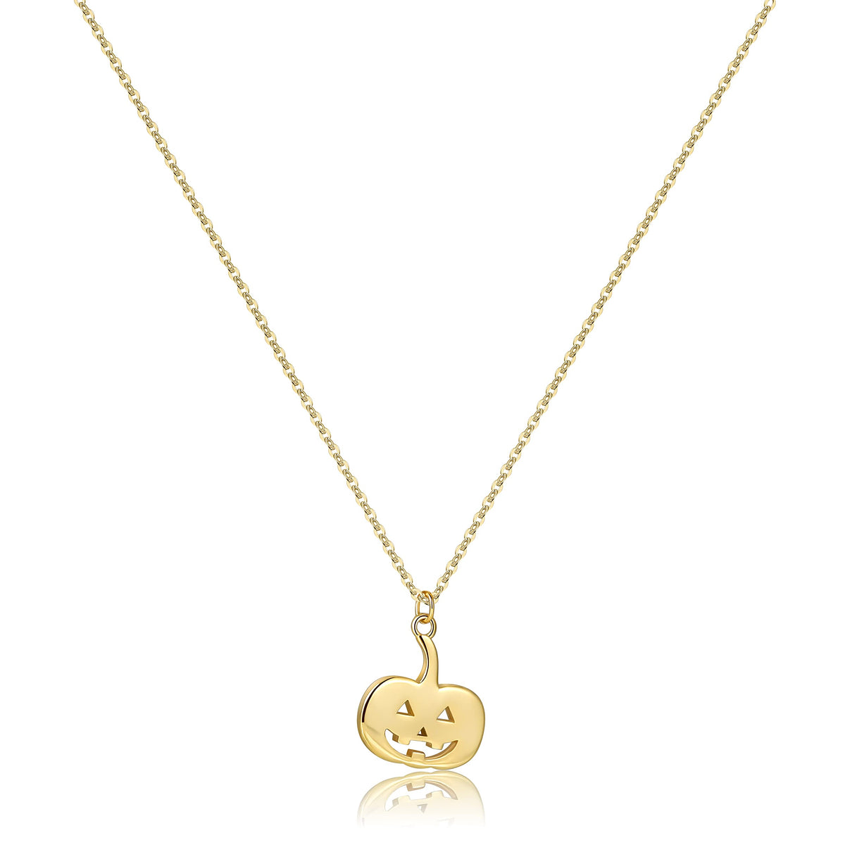 Pencros Dainty Pendant Necklace,18K Gold Plated Pumpkin Ghost Hammered Coin Delicate Chain Minimalist Simple Halloween Jewelry Friend's Gift