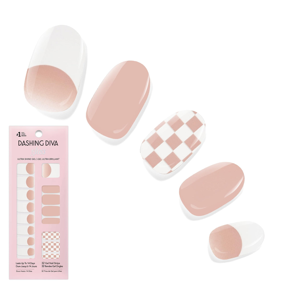 Dashing Diva Gloss Nail Strips - Crystal Clear - UV Free, Chip Resistant, Long Lasting Gel Stickers - Contains 32 Wraps, 1 Prep Pad, 1 File