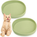 Silicone Dog Food Plate Shallow Dog Bowl Flat Cat Dish Small Puppy Plates for Small Dogs and Cats Whisker Fatigue Pet Feeding Bowls for Dry and Wet Food (Green)