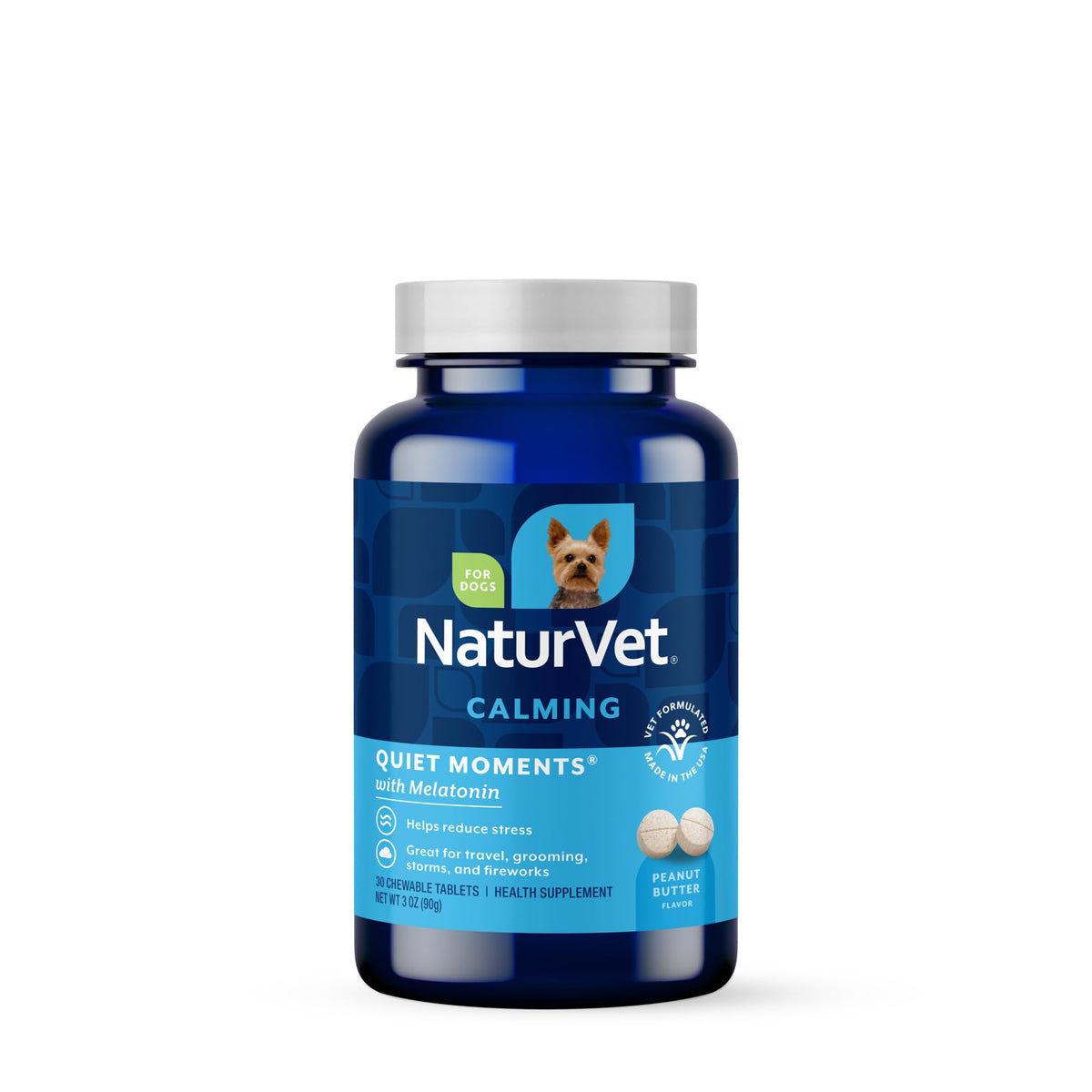 NaturVet Quiet Moments Plus Hemp Calming Aid Soft Chews for Dogs, Count of 60, 60 CT