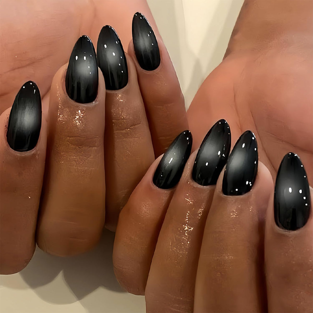 Stilettos Press on Nails White French Tip False Nails Glossy Extra Long Natural Glue on Nail Reusable Artificial Acrylic Stick on Nail for Women