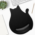 Ergonomic Mouse Pad with Wrist Rest, Cute Cat Memory Foam Padded Pain Relief Non-Slip Wrist Support Mouse Mat for Gaming Work Computer Laptop, Funny Office Supplies Desk Accessory, Jet Black