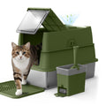 Stainless Steel Litter Box with Lid | Extra Large Enclosed Cat Litter Box for Big Cats | High Sided Metal Litter Boxes | 100% Anti-Urine Leakage | Odor Control | Non-Stick with Litter Scoop Set & Mat