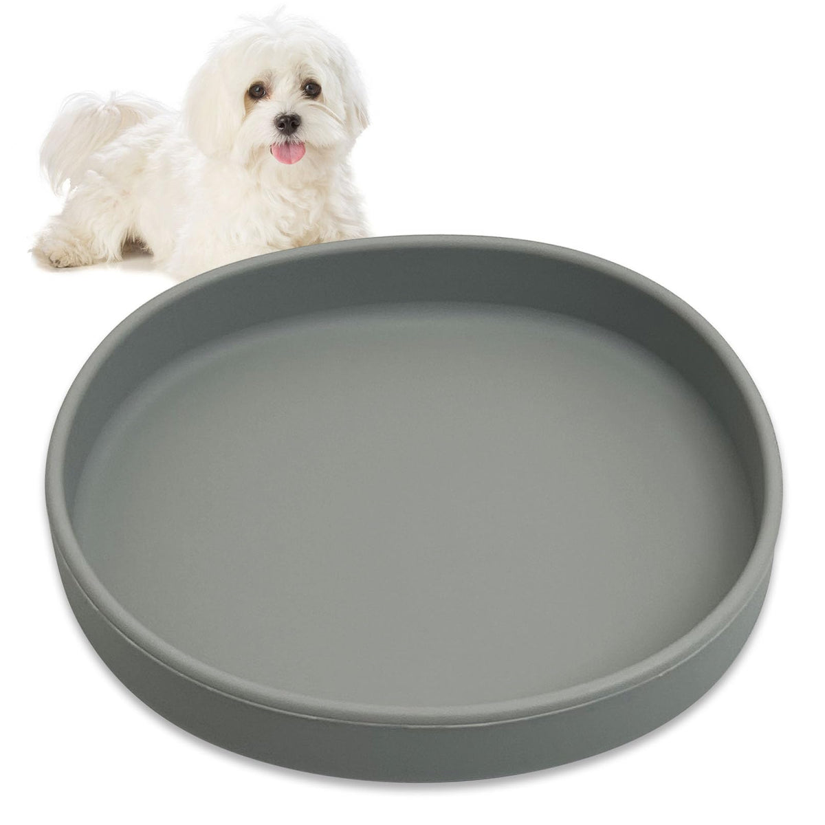 Silicone Dog Food Plate Shallow Dog Bowl Flat Cat Dish Small Puppy Plates for Small Dogs and Cats Whisker Fatigue Pet Feeding Bowls for Dry and Wet Food (Green)