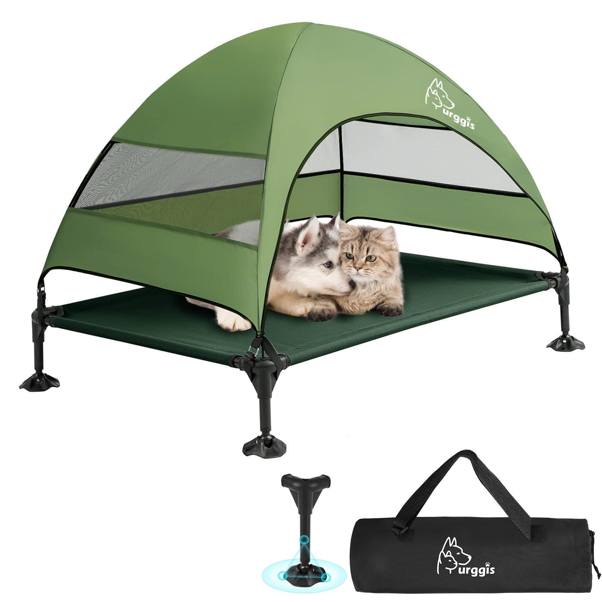 Upgraded Elevated Dog Bed with Canopy, Portable Raised Outdoor Dog Bed with Stable Anti-Slip Feet, Wider Shade Pet Bed Cot, Raised Dog Beds for Large Dogs Camping, Indoor & Outdoor Use