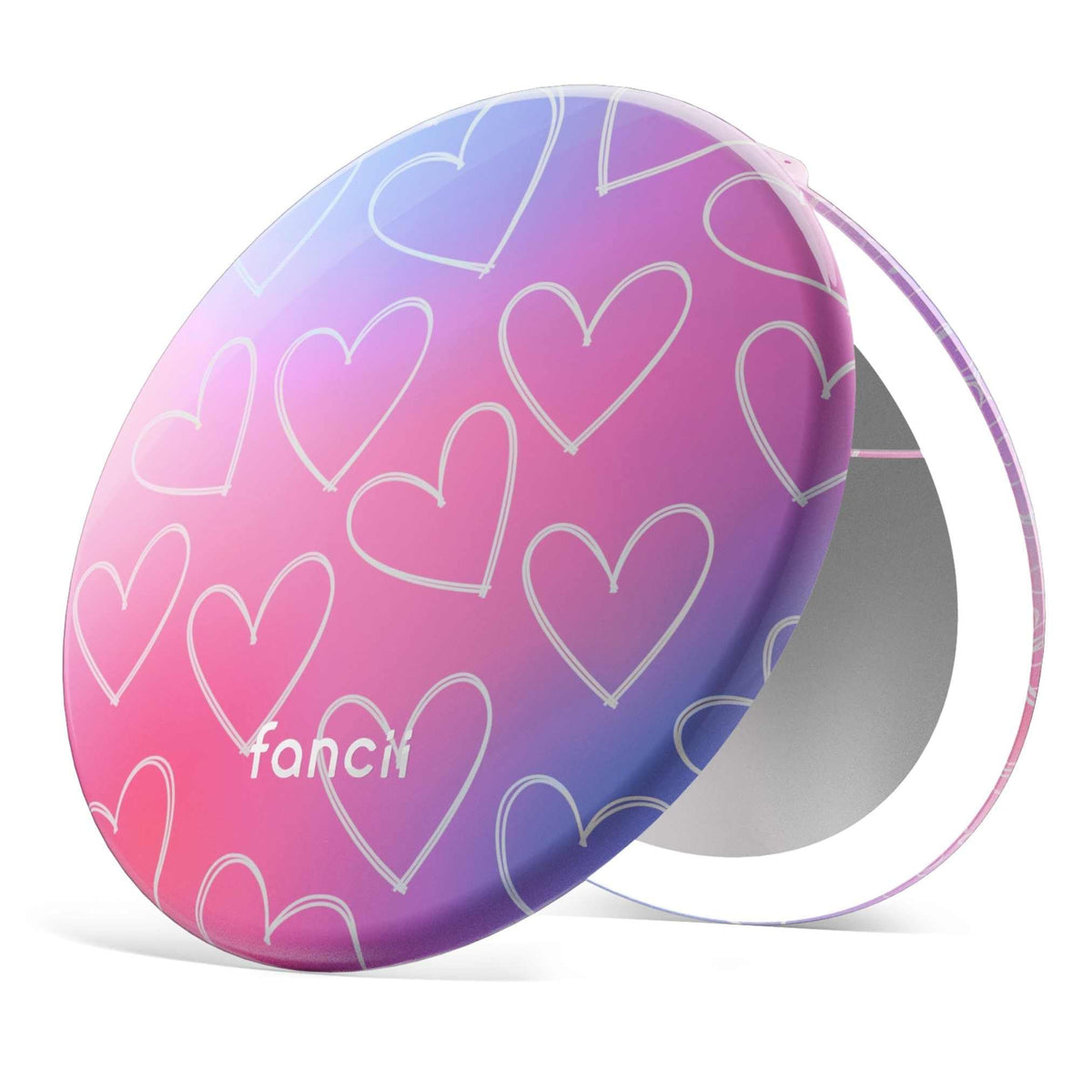 Fancii Taylor LED Lighted Travel Makeup Mirror, Rechargeable with 10x/1x Magnifying & 3 Light Settings - Compact, Portable, Large 5” Wide Hand Mirror for Handbag and Purses (Black)