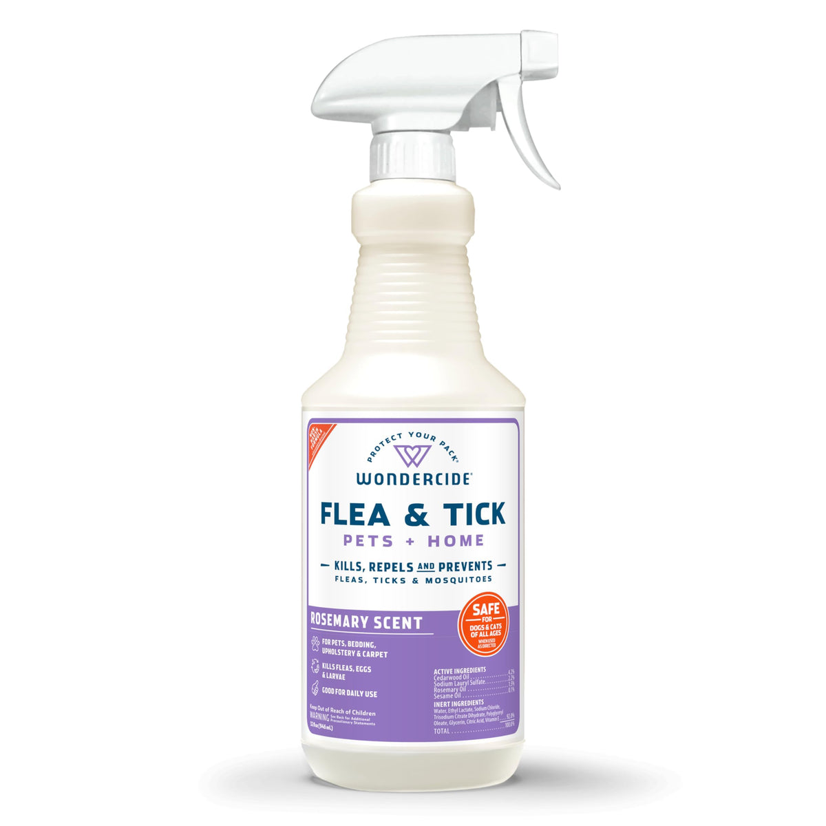 Wondercide Flea Tick & Mosquito Spray for Pets & Home - Rosemary 16 fl oz | With Natural Essential Oils - Killer, Control, Prevention, Treatment of Fleas & Ticks for Dogs and Cats - Pet & Family Safe