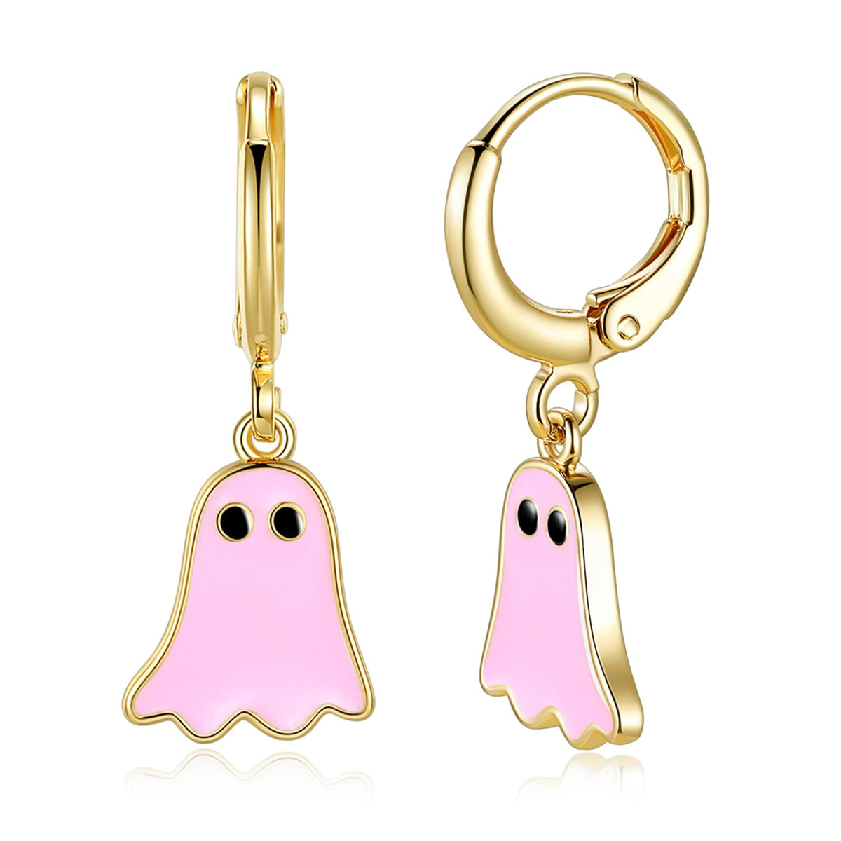Halloween Ghost Earrings for Women – Spooky Cute 14K Gold Plated Hoop Dangle Jewelry, Fun Halloween Accessories Gifts