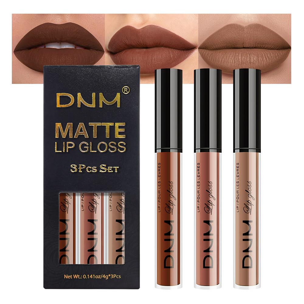 evpct 3Pcs Dark Ruby Fire Red Matte Liquid Lipstick Lip Stain Lipgloss sets for Women 24 Hour Red Matte Lipstick Long Lasting Smudge Proof