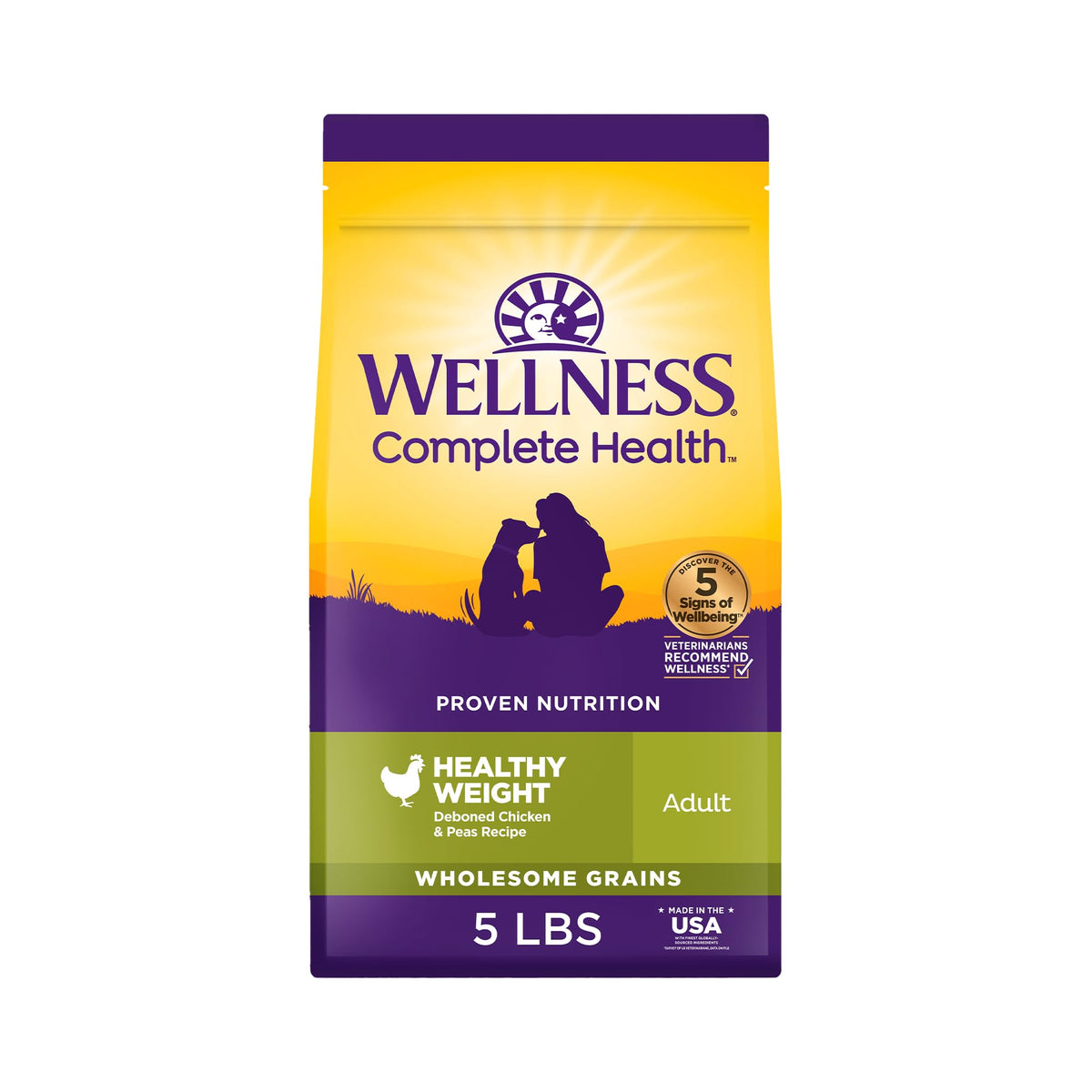 Wellness Complete Health Adult Dry Dog Food, Wholesome Grain Kibble, Natural, Chicken and Oatmeal Recipe, 30 lb Bag