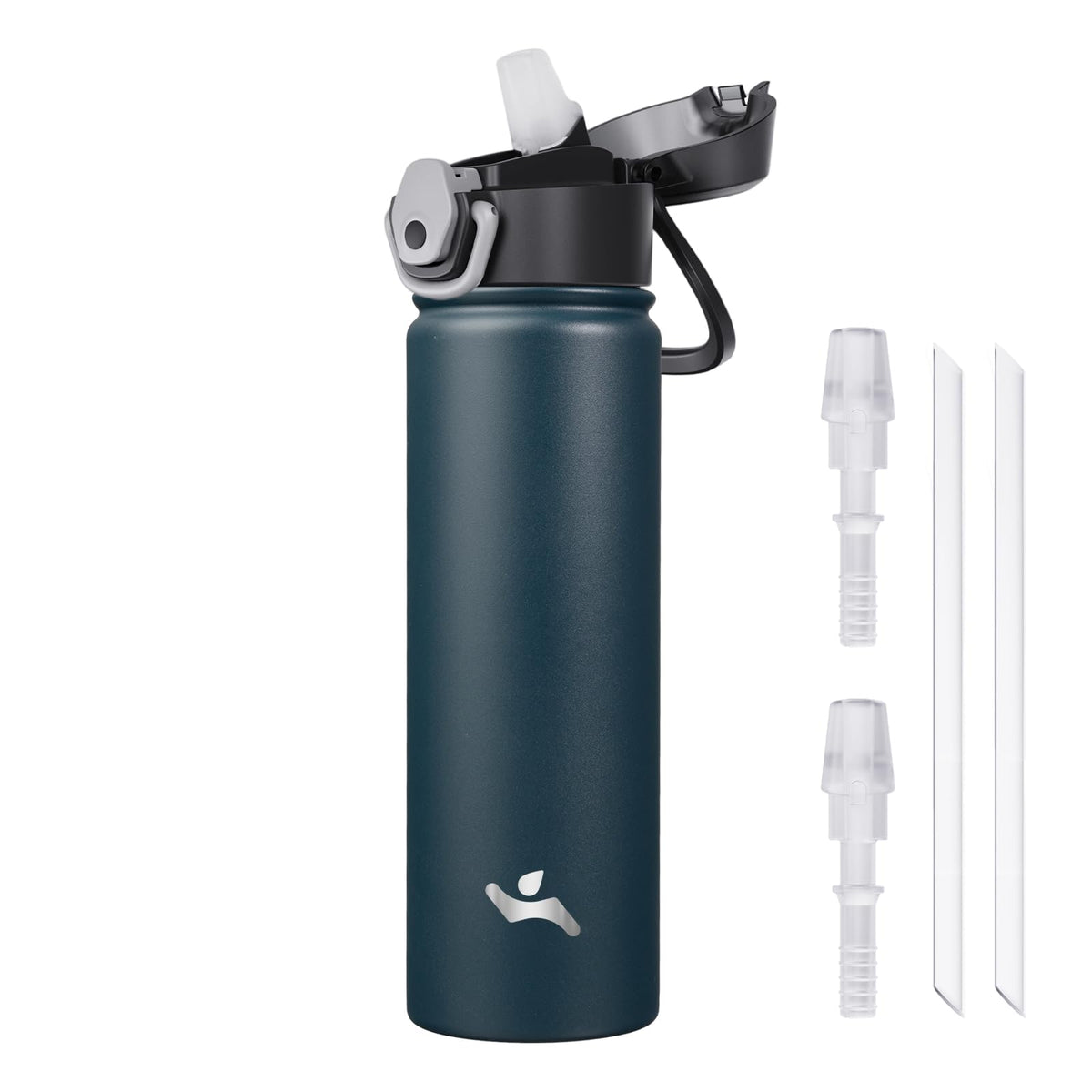 Konokyo 18 oz Insulated Water Bottle with Straw Lid, Stainless Steel Vacuum Sports Water Bottle, Leak-Proof Reusable Metal Flask with Carry Loop, BPA-Free Travel Bottle for Gym, School, Office